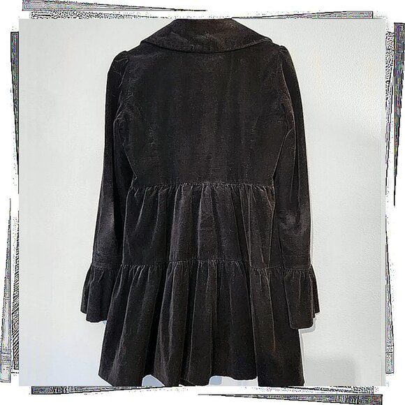 Vintage Black Corduroy "Lending Library" Tiered Frilly Jacket (4) by Idra - Picture 4 of 5